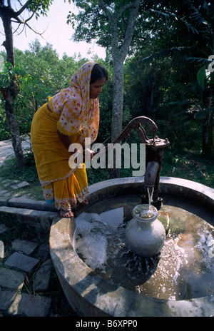 India, West Bengal, Sunderbans, water pump Stock Photo