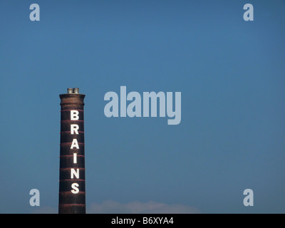 Chimney on Brains Brewery factory Cardiff South Glamorgan South Wales Stock Photo