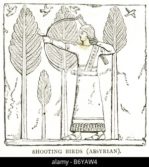 shooting birds assyrian Assyria was a political state centered on the Upper Tigris river, in Mesopotamia (Iraq), that came to ru Stock Photo