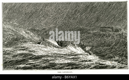 lifeboat boat trouble volunteer emergency evacuation disaster water-tight cork-filled chambers buoyancy Stock Photo