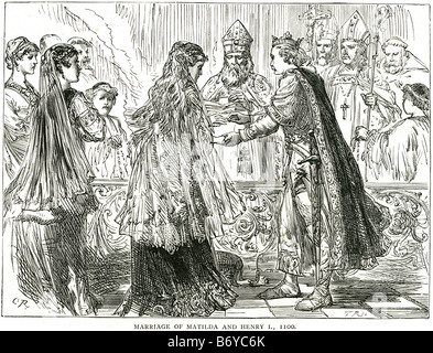 Illustration Of The Marriage Of King Henry I And Matilda 1100 A.D Stock ...