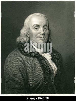 Benjamin Franklin (January 17, 1706 [O.S. January 6, 1705]  – April 17, 1790) was one of the Founding Fathers United States Stock Photo