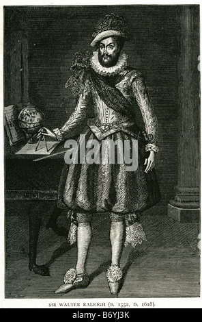 Sir walter raleigh 1552 1618 English writer poet soldier courtier explorer Stock Photo