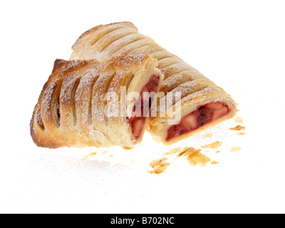 Freshly Baked Mixed Fruit And Summer Berries Strudel Pastry Dessert Isolated Against A White Background With No People and A Clipping Path Stock Photo