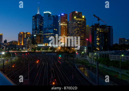 Melbourne CBD skyline at night Stock Photo