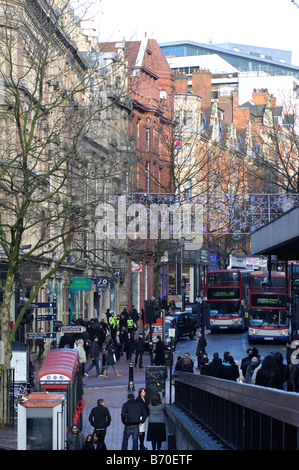 View up Corporation Street during January sales, Birmingham, England, UK Stock Photo