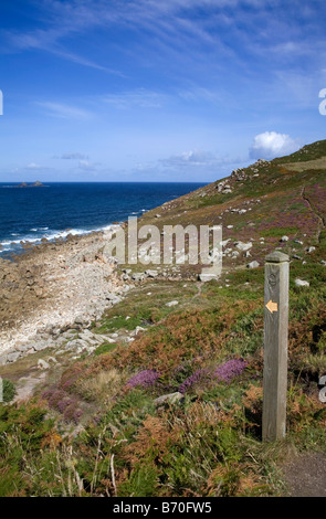 coastal footpath between nanjulian and sennen cornwall Stock Photo