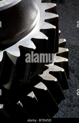 Artistic close up of metal cogs from a motor vehicle engine Stock Photo