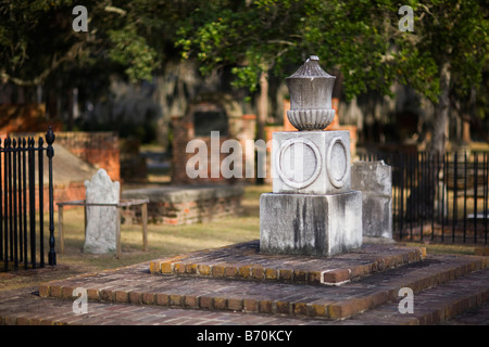 A collection of 19th century headstones in the Colonial Park Cemetery in Savannah, Georgia. Stock Photo