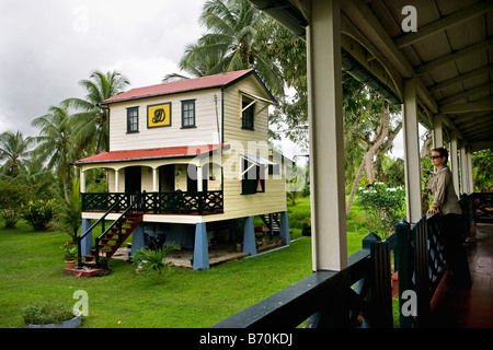 Suriname, Paramaribo, Restored plantation called Frederiksdorp at the Commewijne river. Now hotel. Stock Photo