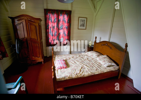 Suriname, Paramaribo, Restored plantation called Frederiksdorp at the Commewijne river. Now hotel. Interior of room. Stock Photo