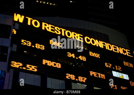 News and stock ticker in Times Square Manhattan New York City New York USA Stock Photo