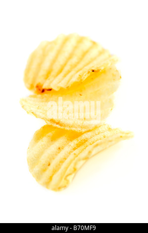 Several potato chips isolated on white background Stock Photo