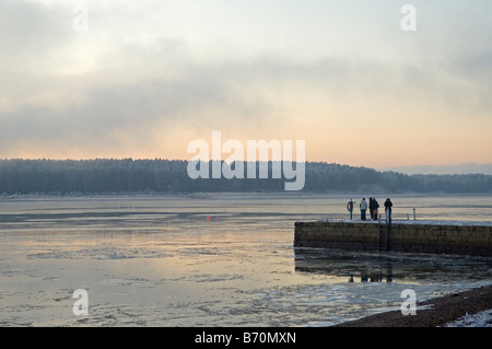 Findhorn Bay at dusk in winter Stock Photo