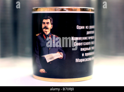 Moscow souvenir mug commemorating Joseph Stalin Stock Photo