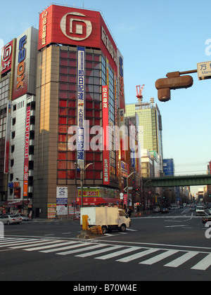 Japanese neon on the Laox electronics store in Akihabara (Electric City) in Tokyo, Japan. Stock Photo