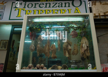 Tripperia a shop selling nothing but tripe in Via Pignasecca in central Naples Italy Europe Stock Photo