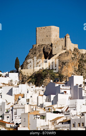 castillo y pueblo blanco de olvera sevilla andalucia españa castle in the white town of Olvera sevilla andalusia spain Stock Photo
