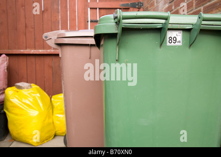 bins waiting for collection Stock Photo