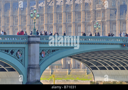 Sightseers on Westminster Bridge London United Kingdom Stock Photo