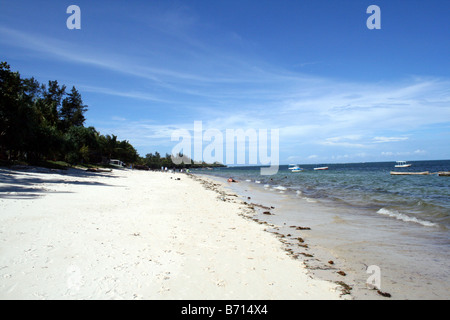 White Sand Beach in Resort of Mombasa in Kenya Stock Photo