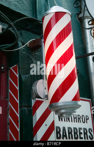 Traditional Barber Shop Red & White Pole in Cork, Ireland