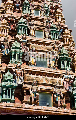 Roof detail on the Hindu temple called Socaligum Minathi Amen in Port Louis Mauritius Stock Photo