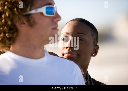 Close-up of young interracial couple Stock Photo