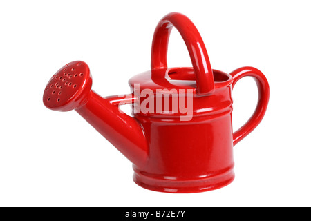 Red watering can cut out isolated on white background Stock Photo