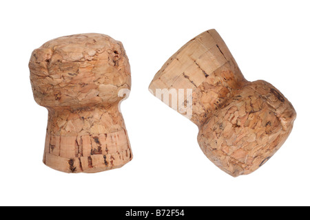 Champagne corks cut out on white background Stock Photo