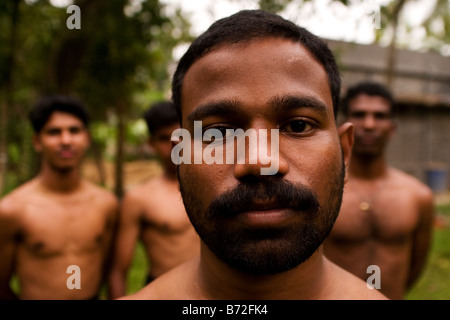 A proponent of Kalarippayattu in Ernakulam, in Kerala, India. Kalarippayattu is a form of martial art. Stock Photo