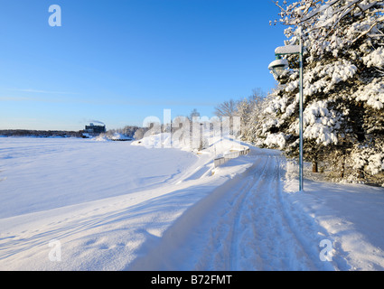 Christmas morning after a fresh snowfall in Bell Park, Sudbury, Ontario, Canada Stock Photo