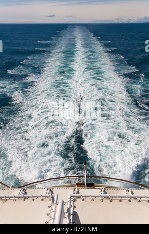 Wake behind Celebrity Cruise Lines Infinity ship sailing the Inside Passage from Seattle to Alaska Stock Photo