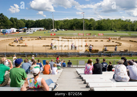 Lawn Mower racing at a county fair. Stock Photo