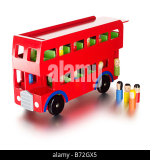 red toy wooden london bus Stock Photo