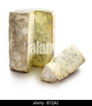 whole cut stilton and wedge Stock Photo