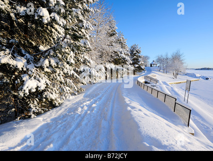 Christmas morning after a fresh snowfall in Bell Park, Sudbury, Ontario, Canada Stock Photo