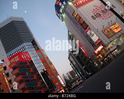 Japanese neon on the Laox electronics store in Akihabara (Electric City) in Tokyo, Japan. Stock Photo