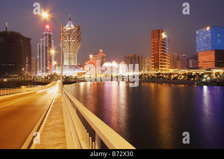 View Of Downtown Macau From Macau To Taipa Bridge Stock Photo