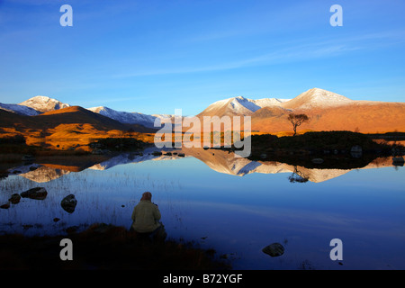 Black Mount and lochan na Achlaise Stock Photo