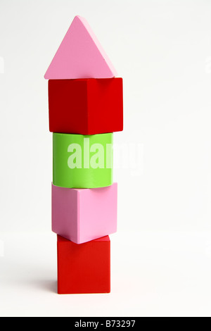 Colourful wooden blocks on white background Stock Photo - Alamy