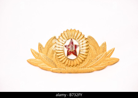 Soviet Army officer cap  badge isolated on white Stock Photo