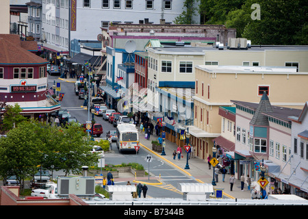 Downtown Juneau crowded with cruise ship passengers and tourists Stock Photo