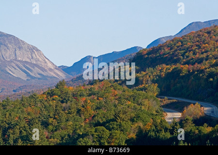 Fall foliage in the White Mountains located within the Franconia Notch State Park New Hampshire USA Stock Photo