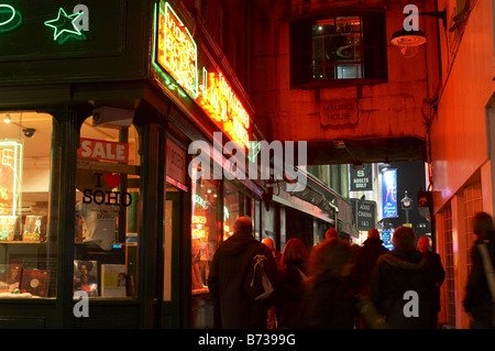 Soho backstreet alley alleyway at night red light district in london england britain uk Stock Photo