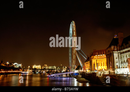 The London Eye at night Stock Photo