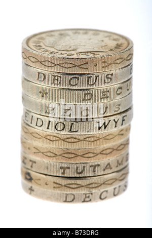 pile of old one pound sterling coins Stock Photo