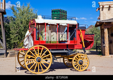 Image of one of the presereved horse drawn stage coaches that belonged to the Old Tucson Coach Lines Stock Photo