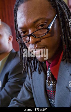 Close-up of serious African-American businessman Stock Photo