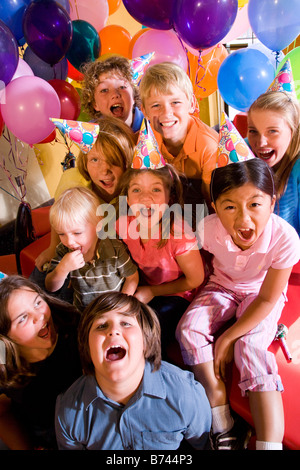 Group portrait at childrens birthday party Stock Photo